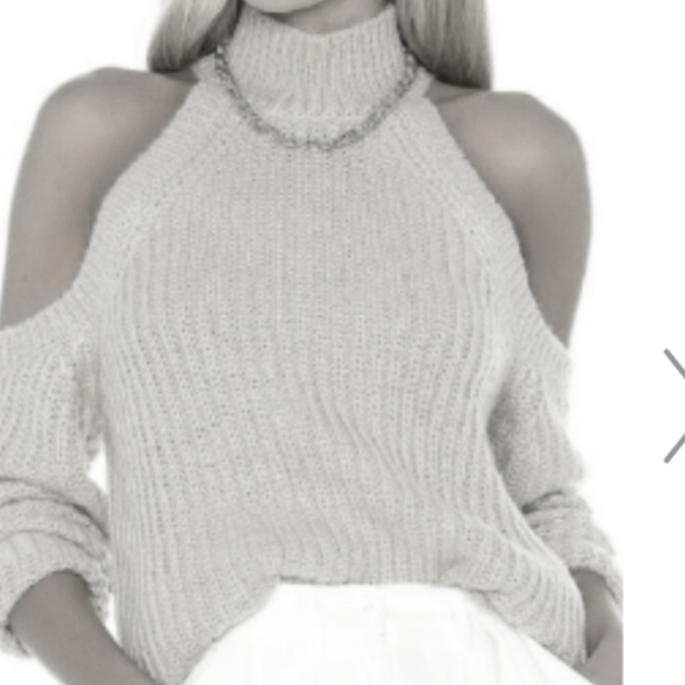 Majorelle 100% Acrylic Off-Shoulder Cream Sweater.